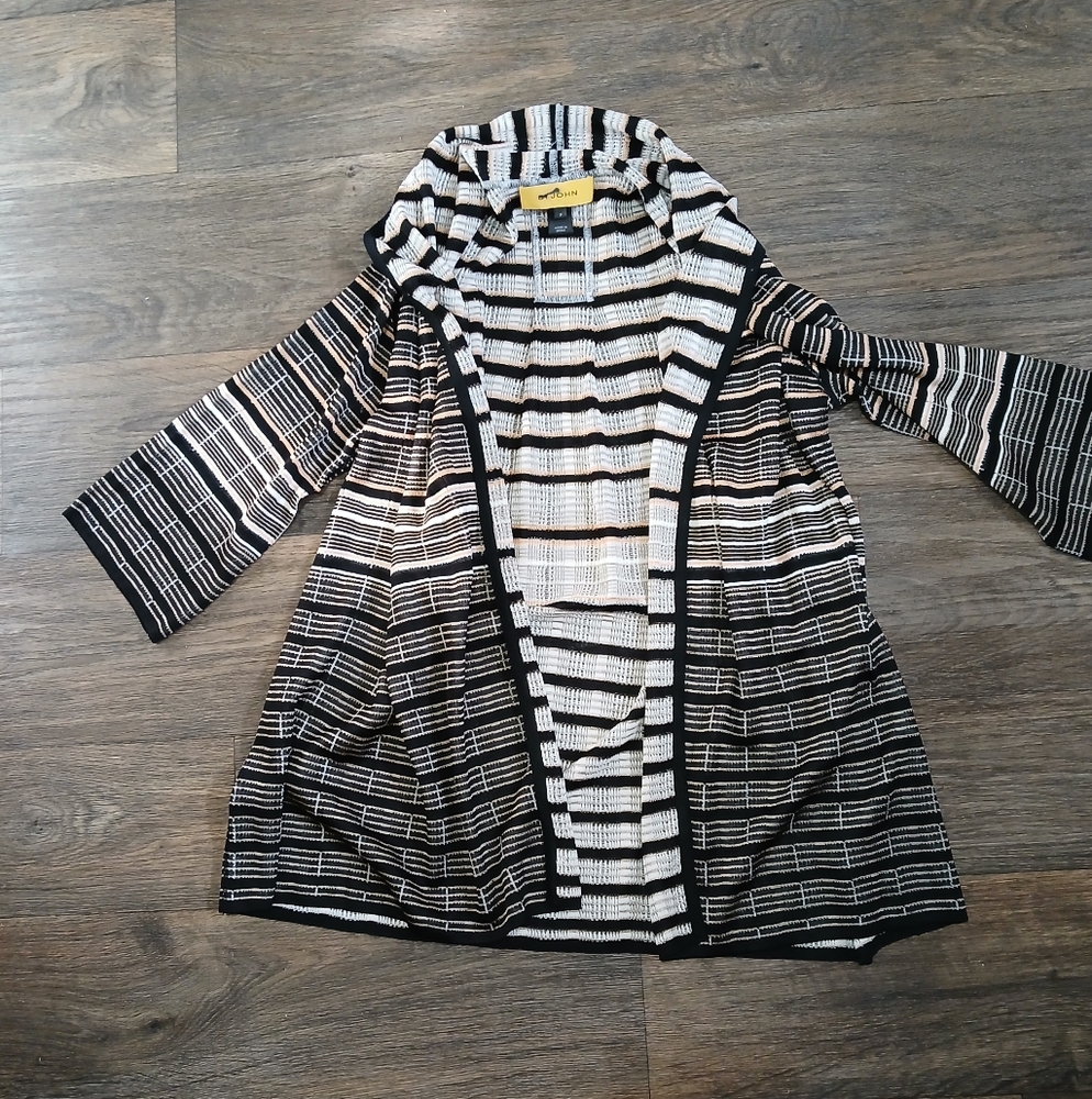 St. John Striped Open Front Cardigan. - Picture 8 of 15